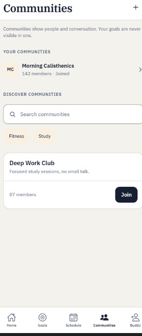 Menthora community discovery screen